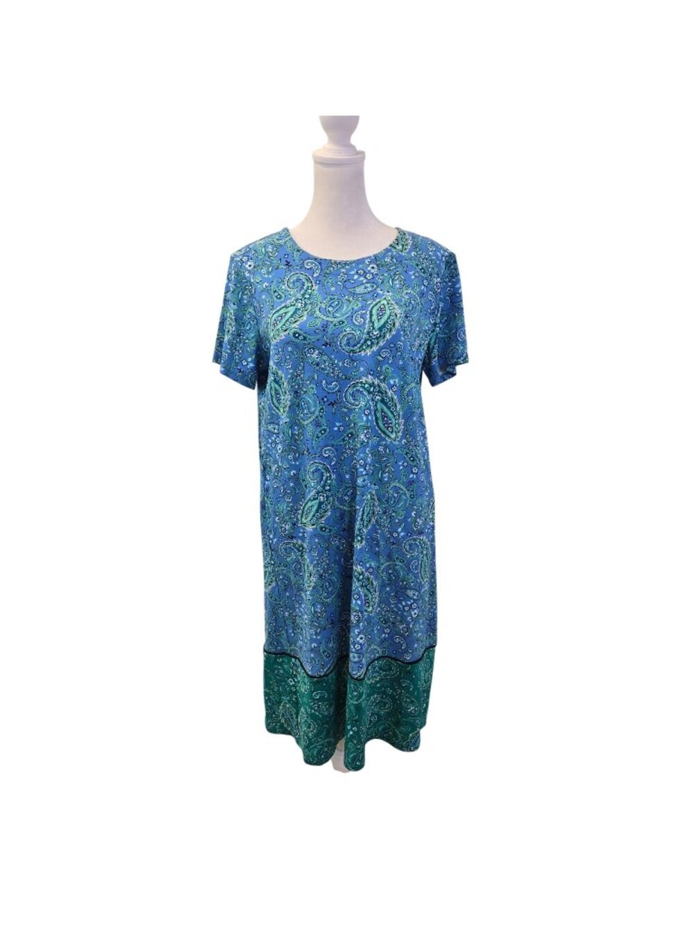 J. Jill Wearable Collection Paisley Print Short Sleeve Knee Length Dress Size Sm